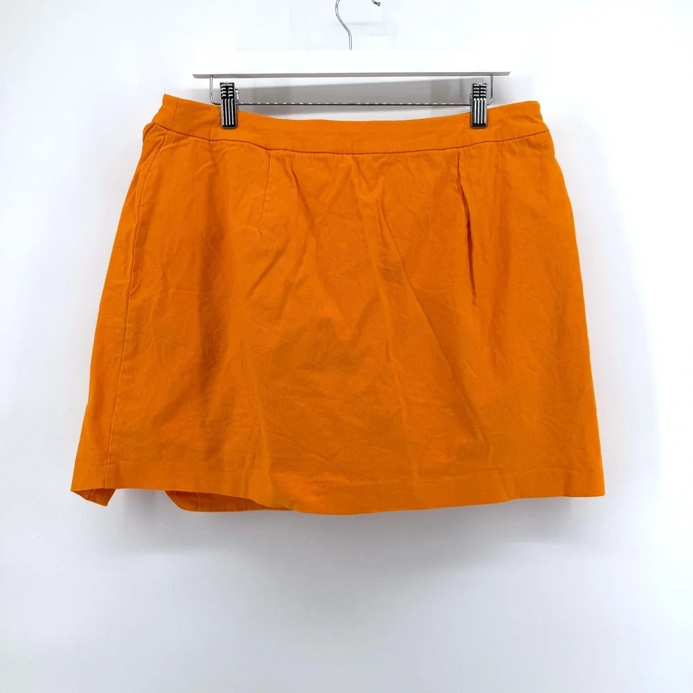 Cato Skirt‎ Scalloped Wrap Front 14 Orange Womens Mini Stretch Casual Summer